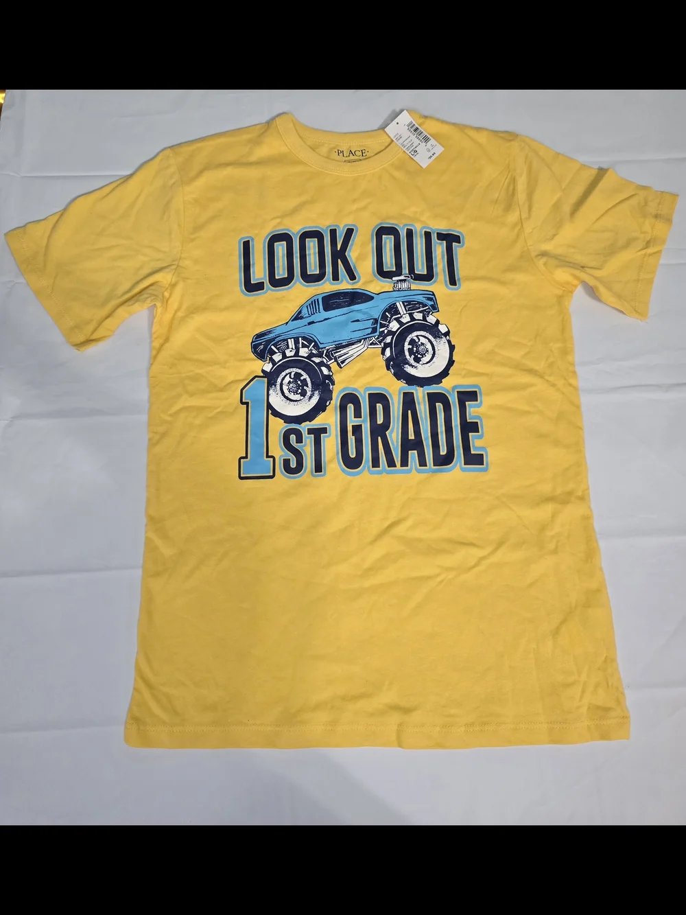 The Children's Place Boy's Yellow 'Look Out 1st Grade' Monster Truck Tee NWT
